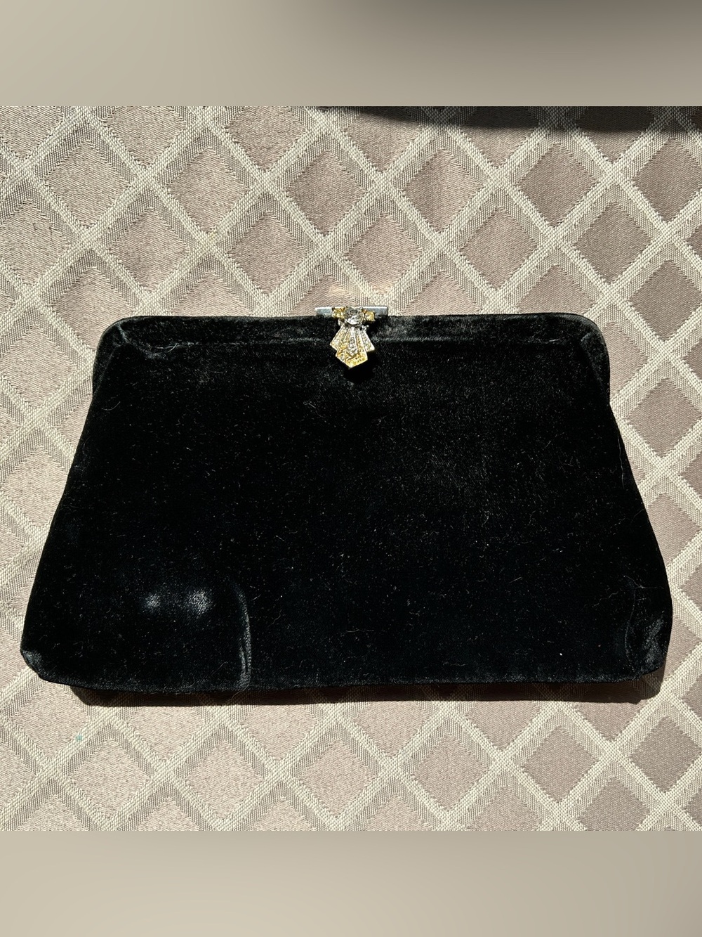 Vintage J R Julius Resnick Black Velvet Evening Bag Clutch & Change Purse